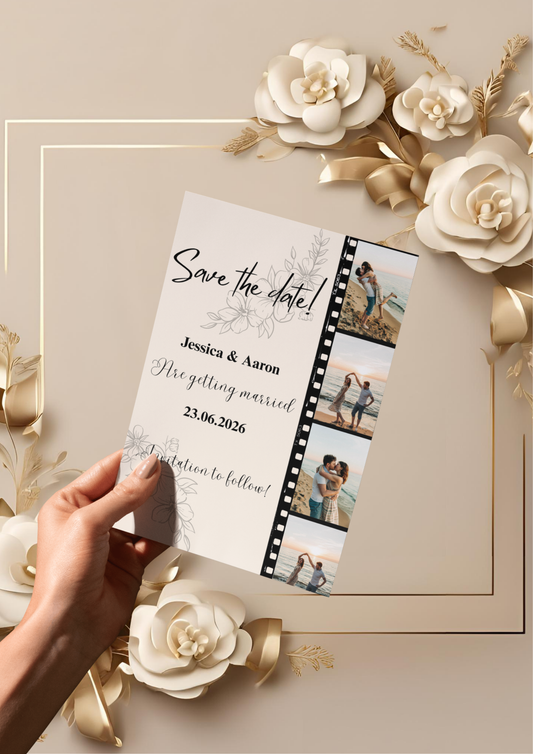Floral Polaroid Wedding Save the Date Template | Editable Digital PDF | Boho Minimalist Save the Date | Instant Download by Charspired