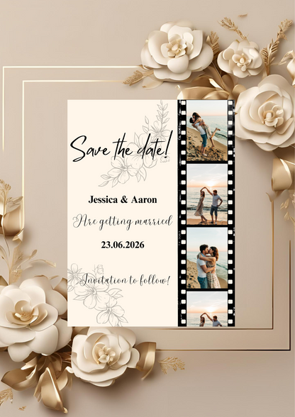 Floral Polaroid Wedding Save the Date Template | Editable Digital PDF | Boho Minimalist Save the Date | Instant Download by Charspired
