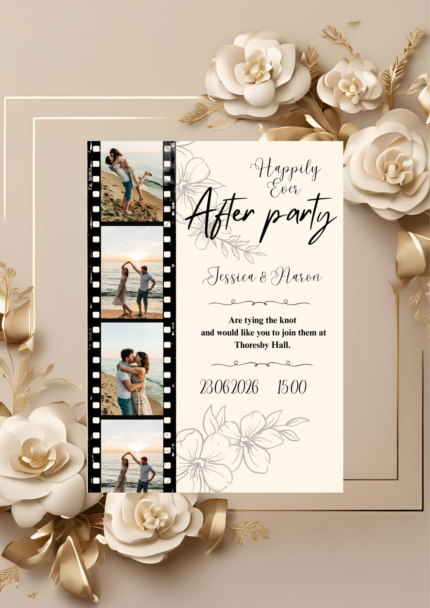 Floral Polaroid Wedding Invitation the Date Template | Editable Digital PDF | Boho Minimalist Save the Date | Instant Download by Charspired